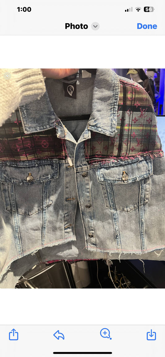 LV crop denim jacket