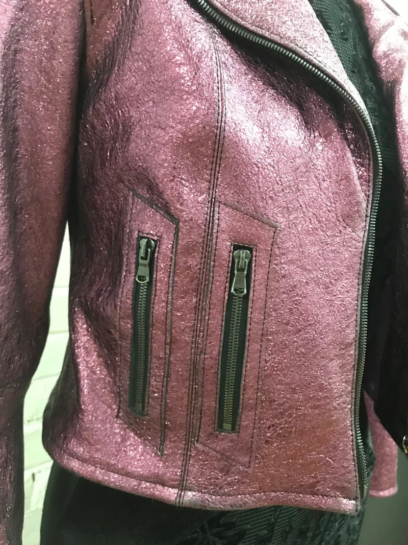 Purple Metallic Leather Jacket
