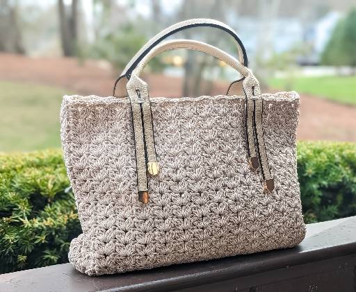 Crochet Large Taupe Bag