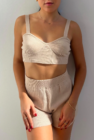 Mylie Ribbed Knit Shorts Set